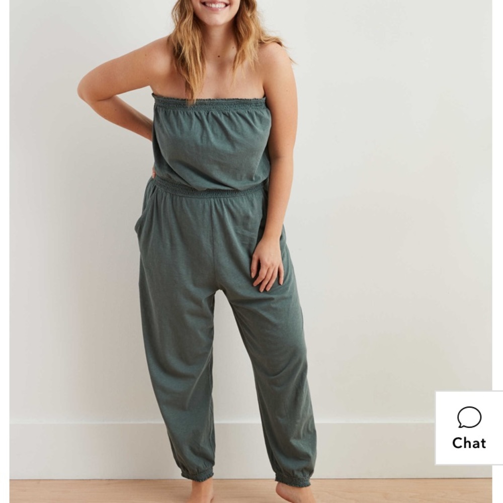 AE aerie strapless jumpsuit - royal sand color
